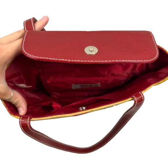 Ashley‎ M Women Embellished Patriotic Elvis Print Handbag Multicolor Beaded Flag - Picture 11 of 16